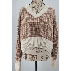 Pink Rose chunky knit crop sweater super soft Size Large cozycore Granola girl